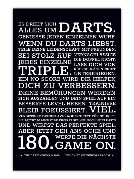 Dart Poster Darts Credo Deutsch Just Nine Darts