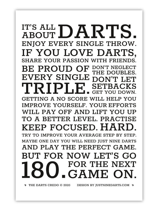Dart Poster Darts Credo Englisch Just Nine Darts