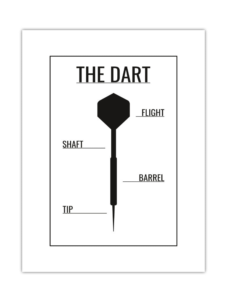 Dart Poster The Dart Aufbau eines Dartpfeils Just Nine Darts 30 x 40 cm